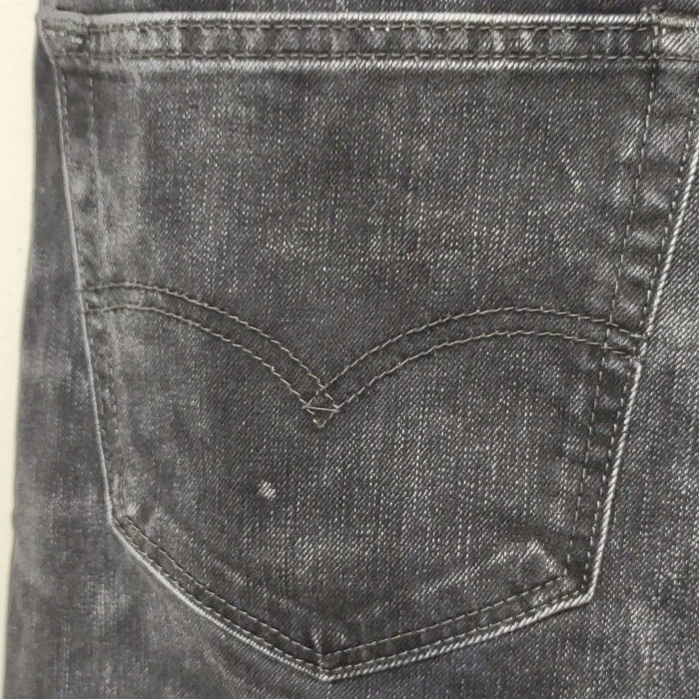 Levi's Men's 522 Black Label Washed Black Distressed Straight Stretch Jeans